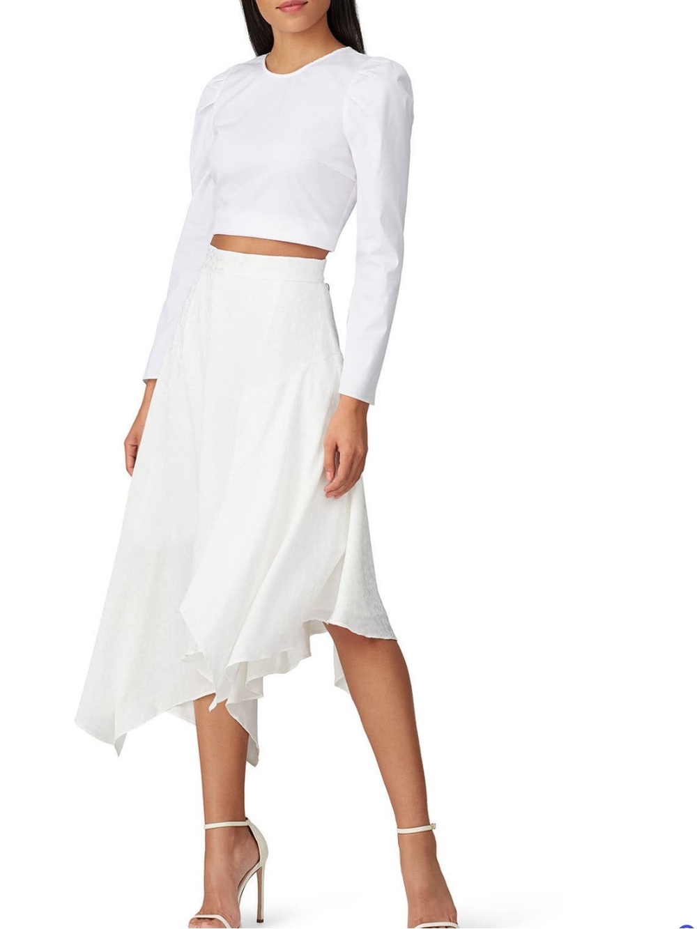 Elliatt White Asymmetrical Layered Midi Skirt